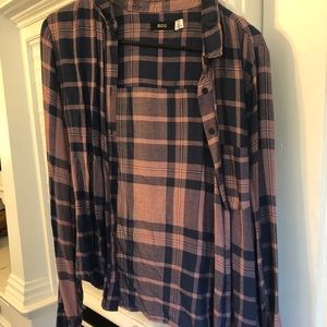 Navy and pink BDG lightweight flannel